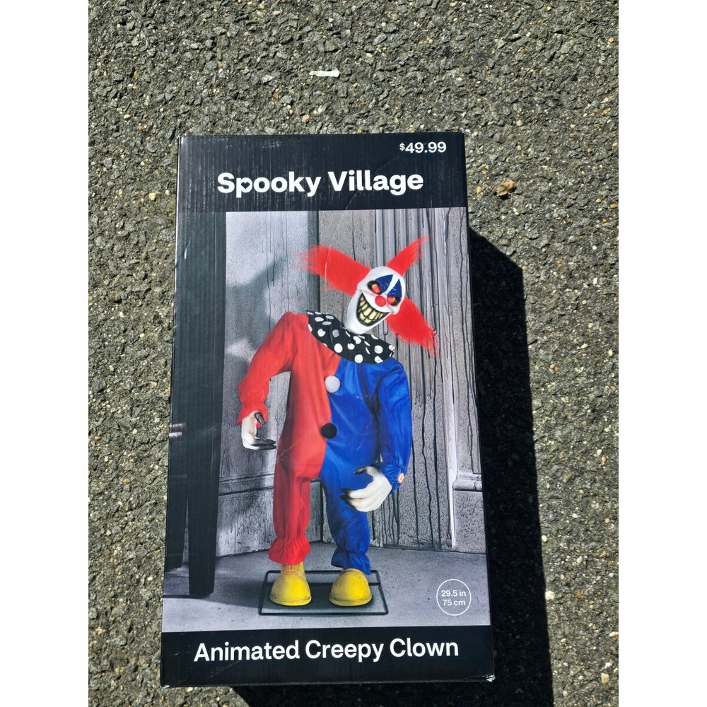 Spooky Village Animated Creepy Clown Prop 29.5" Halloween Decoration New